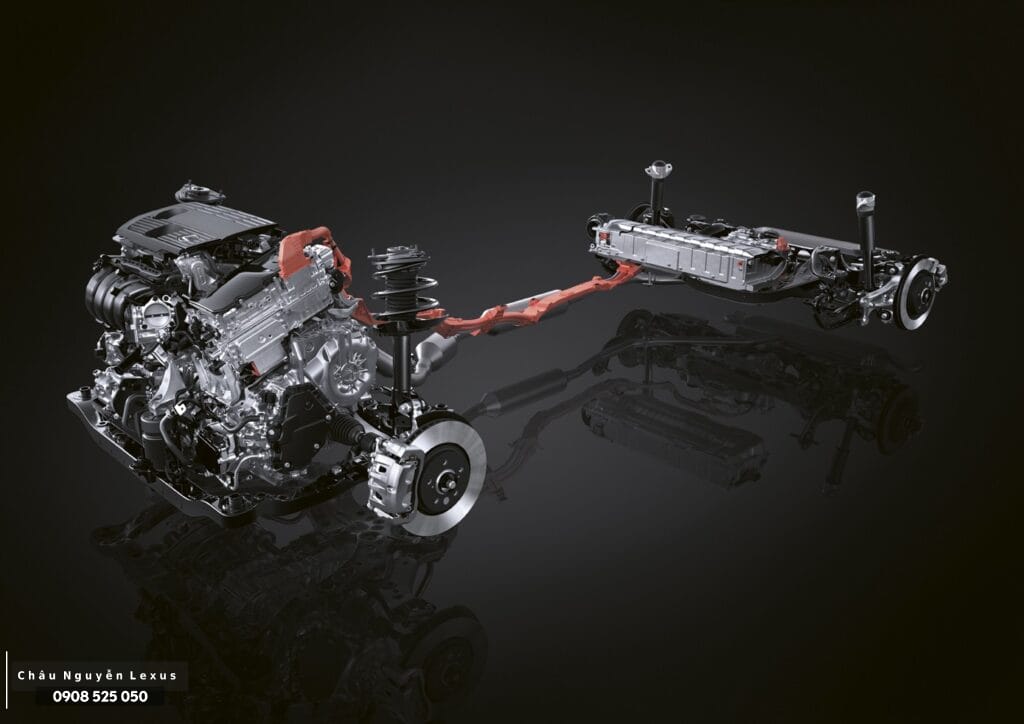 Hệ thống hybrid trên NX 350h thuộc thế hệ mới nhất của Lexus — pin lithium-ion được bố trí dưới sàn xe thay vì khoang hành lý như các thế hệ hybrid trước