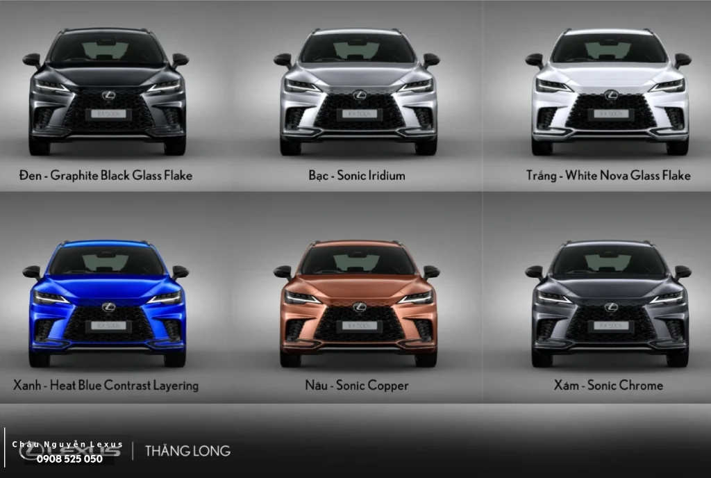 Lexus RX 2026 phiên bản 500h F Sport Performance xuất hiện với một lớp áo bên ngoài đầy ấn tượng gồm 06 lựa chọn màu ngoại thất sang trọng